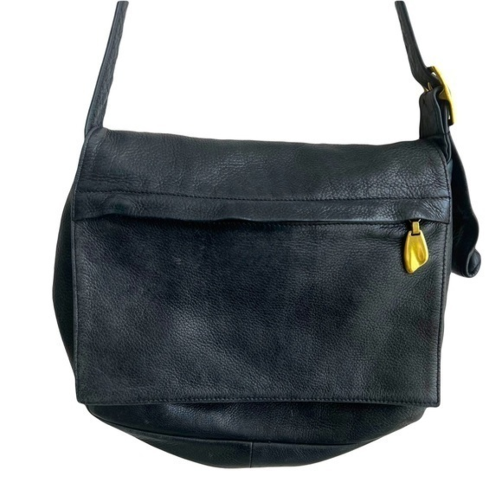 Libaire | Vintage Women’s Shoulder Crossbody Bag in Black‎ Leather 90’s Rare